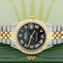 CUSTOM 36MM ROLEX OYSTERPERPETUAL DATEJUST DIAMOND BEZEL AND ROMAN NUMERALS ON JUBILEE BRACELET COME