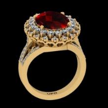 5.42 Ctw VS/SI1 Spessartite Garnet and Diamond 14K Yellow Gold Engagement Ring