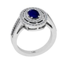 1.24 Ctw I2/I3 Blue Sapphire And Diamond 14k Rose Gold Ring