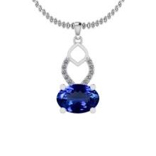 Certified 5.91 Ctw VS/SI1 Tanzanite and Diamond 14K White Gold Vintage Style Pendant