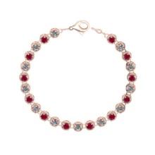 6.00 Ctw SI2/I1 Ruby and Diamond 14K Rose Gold Bracelet