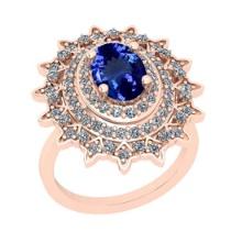 7.80 Ctw VS/SI1 Tanzanite And Diamond 18K Rose Gold Vintage Style Wedding Ring