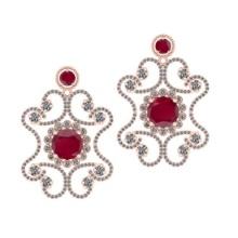 4.14 Ctw SI2/I1 Ruby and Diamond 14K Rose Gold Earrings