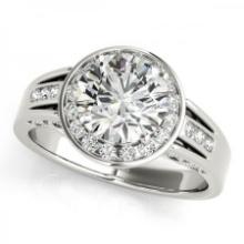 CERTIFIED PLATINUM .77 CTW J-K/VS-SI1 DIAMOND HALO ENGAGEMENT RING