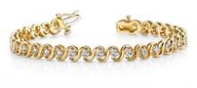 14KT YELLOW GOLD 1 CTW G-H VS2/SI1 S LINK DIAMOND BRACELET