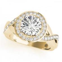 CERTIFIED 18K YELLOW GOLD 1.32 CTW J-K/VS-SI1 DIAMOND HALO ENGAGEMENT RING