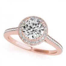 CERTIFIED 18K ROSE GOLD 1.39 CTW J-K/VS-SI1 DIAMOND HALO ENGAGEMENT RING