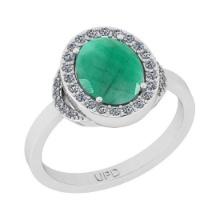 2.27 Ctw SI2/I1 Emerald And Diamond 14K White Gold Engagement Halo Ring