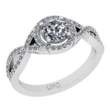 0.70 Ctw SI2/I1 Gia Certified Center Diamond 14K White Gold Ring