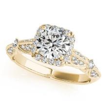 CERTIFIED 18K YELLOW GOLD 1.31 CTW J-K/VS-SI1 DIAMOND HALO ENGAGEMENT RING