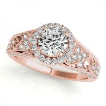 CERTIFIED 18K ROSE GOLD 1.31 CTW J-K/VS-SI1 DIAMOND HALO ENGAGEMENT RING