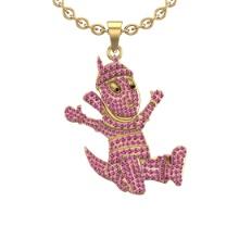 1.98 Ctw SI2/I1Treted Fancy Black Diamond and Pink Sapphire 14K Yellow Gold Nickelodeon Cartoon them