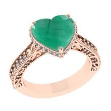 3.04 Ctw SI2/I1 Emerald and Diamond 14K Rose Gold Engagement Ring