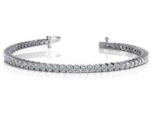 14K WHITE GOLD 1.50 CTW G-H VS2/SI1 2 PRONG SET ROUND DIAMOND TENNIS BRACELET