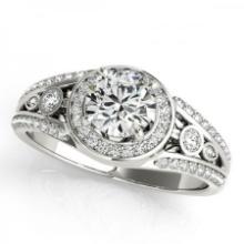 CERTIFIED PLATINUM 1.15 CTW J-K/VS-SI1 DIAMOND HALO ENGAGEMENT RING