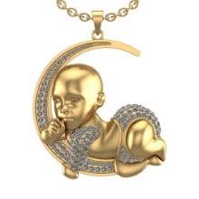 3.66 Ctw SI2/I1 Diamond 14K Yellow Gold baby shower theme Pendant Necklace