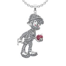 4.96 Ctw SI2/I1 Ruby and Diamond Style 14K White Gold Hip Hop theme Pendant Necklace