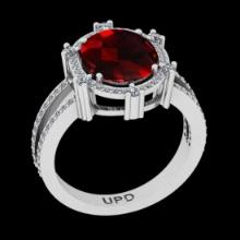 5.24 Ctw VS/SI1 Spessartite Garnet and Diamond 14K White Gold Vintage Style Ring