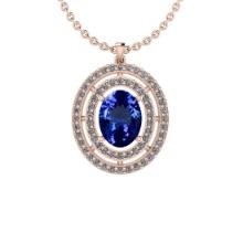 Certified 5.66 Ctw VS/SI1 Tanzanite And Diamond 14K Rose Gold Necklace