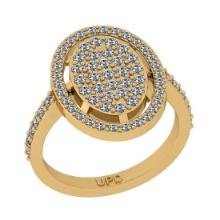 0.88 Ctw SI2/I1 Center Diamond 14K Yellow Gold Eternity Ring