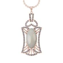 8.59 Ctw SI2/I1 Opal And Diamond 14K Rose Gold Pendant Necklace