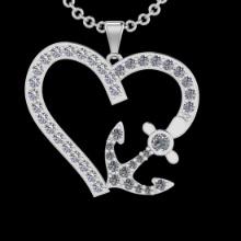 0.40 Ctw SI2/I1 Diamond 10K White Gold Charm Pendant Necklace