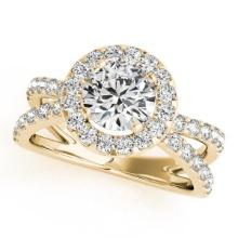 CERTIFIED 18K YELLOW GOLD 1.38 CTW J-K/VS-SI1 DIAMOND HALO ENGAGEMENT RING