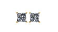 Certified 0.4 CTW Princess Diamond Stud Earrings F/SI1