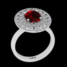 4.29 Ctw VS/SI1 Spessartite Garnet and Diamond 14K White Gold Engagement Ring