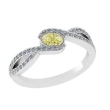 0.65 Ctw GIA Certified Fancy Yellow Diamond 14K White Gold Engagement Halo Ring