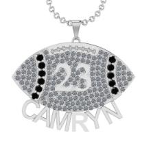 6.00 Ctw Treated Fancy Black Diamond 14K White Gold football theme Pendant Necklace