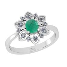 1.29 Ctw SI2/I1Emerald and Diamond 14K White Gold Engagement set Ring