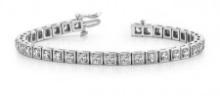 14K WHITE GOLD 1 CTW G-H SI2/SI3 FLOATING DIAMOND BOX TENNIS BRACELET