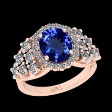 4.30 Ctw VS/SI1 Tanzanite and Diamond 14K Rose Gold Engagement Ring