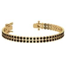 1.50 Ctw i2/i3 Treated Fancy Black Diamond 14K Yellow Gold 2 Row Bracelet