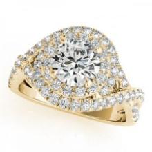 CERTIFIED 18K YELLOW GOLD 1.54 CTW J-K/VS-SI1 DIAMOND HALO ENGAGEMENT RING