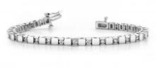 14K WHITE GOLD 1 CTW G-H SI2/SI3 ALTERNATING DIAMOND BLOCK TENNIS BRACELET