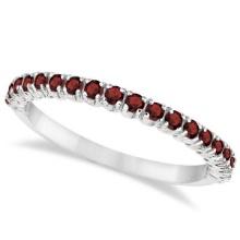 Half-Eternity Pave-Set Thin Garnet Stacking Ring 14k White Gold 0.65ctw