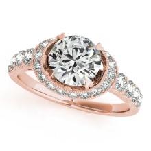 CERTIFIED 18K ROSE GOLD 1.14 CTW J-K/VS-SI1 DIAMOND HALO ENGAGEMENT RING