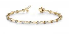 14K YELLOW GOLD 1 CTW G-H I1/I2 ALTERNATING DIAMOND DROP BRACELET