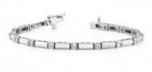 14K WHITE GOLD 1 CTW G-H I1/I2 DIAMOND AND BAR BRACELET