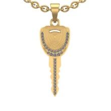 0.26 Ctw SI2/I1 Diamond Prong Set 10k Yellow Gold Key Pendant Necklace