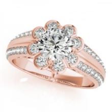 CERTIFIED 18K ROSE GOLD 1.18 CTW J-K/VS-SI1 DIAMOND HALO ENGAGEMENT RING