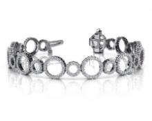 14KT WHITE GOLD 4 CTW G-H VS2/SI1 ALTERNATING DIAMOND CIRCLE LINK BRACELET