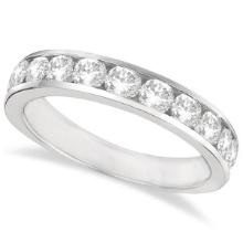 Channel-Set Round Diamond Ring Band 14k White Gold 1.25ctw