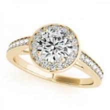 CERTIFIED 18K YELLOW GOLD .87 CTW J-K/VS-SI1 DIAMOND HALO ENGAGEMENT RING