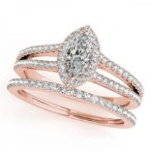 CERTIFIED 14KT ROSE GOLD 1.00 CTW J-K/VS-SI1 DIAMOND HALO BRIDAL SET