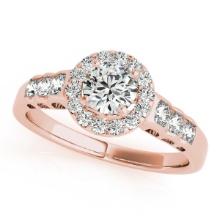 CERTIFIED 18K ROSE GOLD 1.16 CTW J-K/VS-SI1 DIAMOND HALO ENGAGEMENT RING