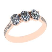 1.22 Ctw SI2/I1 Diamond 14K Rose Gold three Engagement Ring