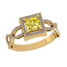 1.23 Ctw Gia certified Natural Fancy Yellow And White Diamond 14K Yellow Gold Wedding Ring